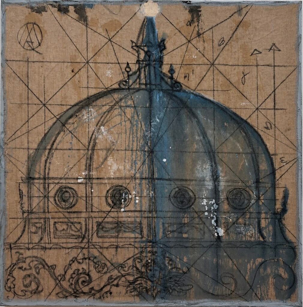 Tecnica mista su tela grezza, 160x140 cm