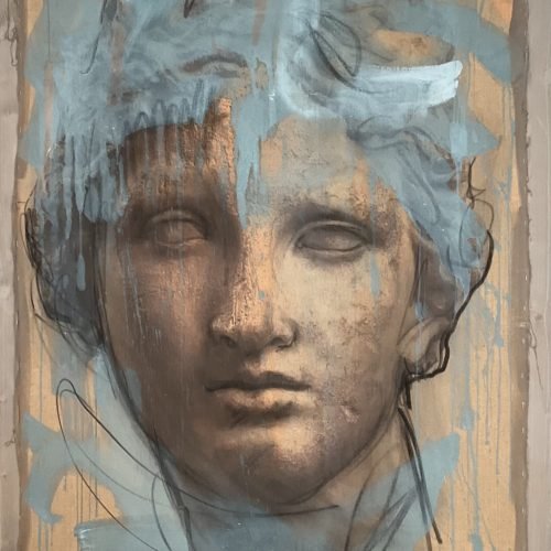 Alice Orf, Afrodite blu, tecnica mista su tela grezza, cm 111x151.