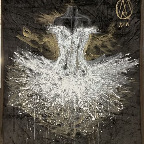 Angelo Raffaele Marturano, Abito velluto, tecnica mista su velluto, cm  165x145..